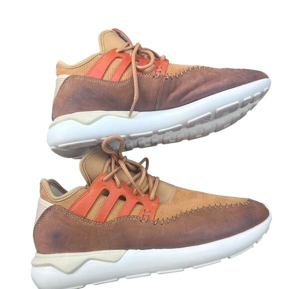 Adidas RARE Tubular Moccasin Runner Mesa Leather Trainers Sneakers Orange 9.5 main image 9